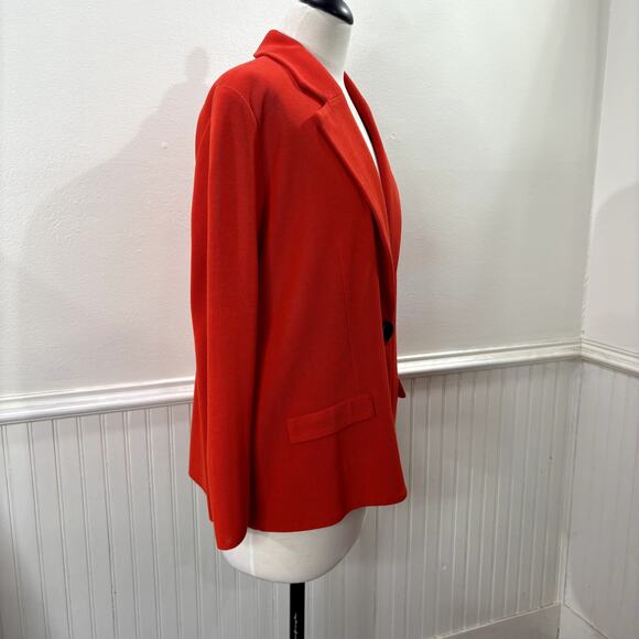 Exclusively Misook Size L Knit Blazer Jacket Bright Poppy Red Orange Unstructure - Picture 12 of 12